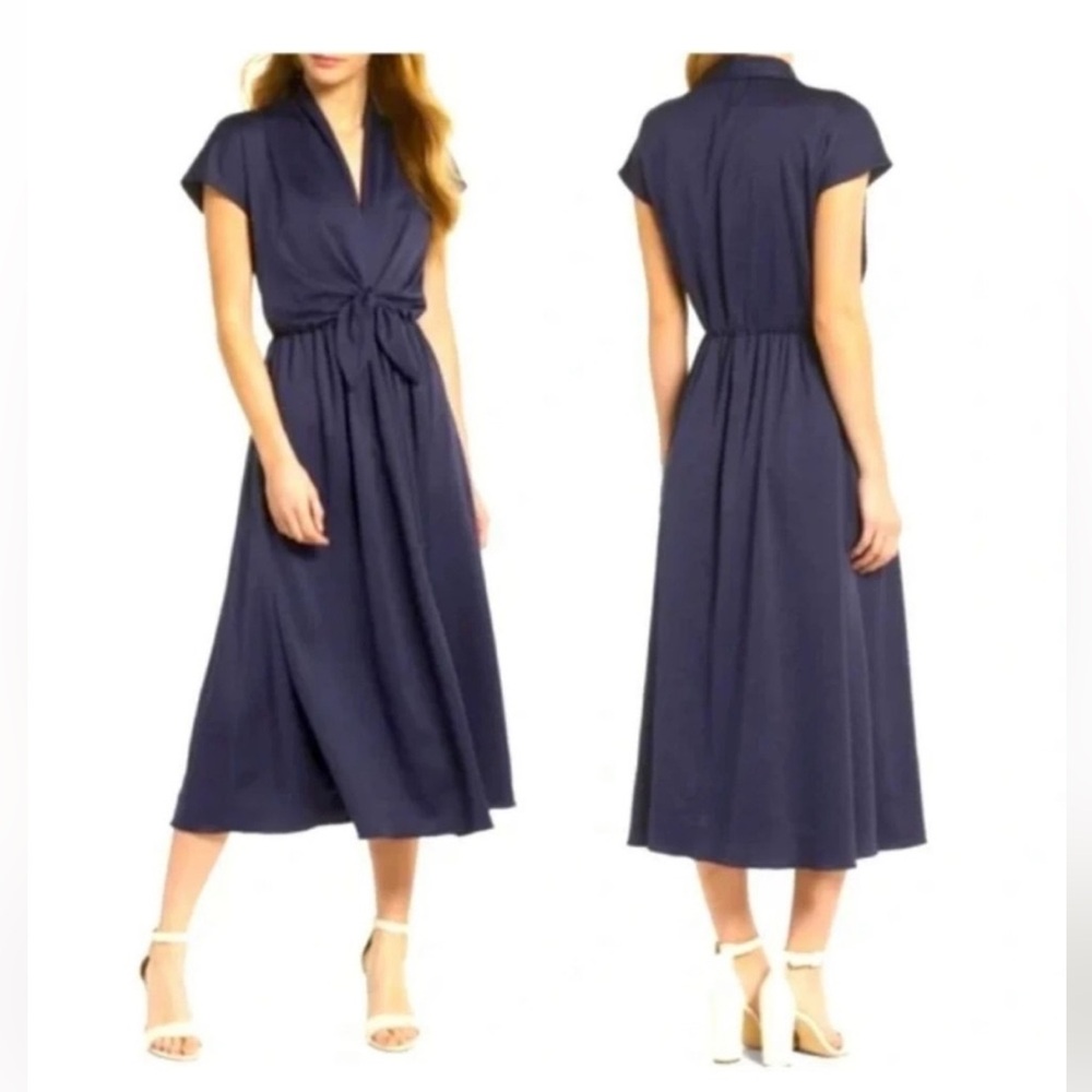 Gal Meets Glam Navy Blue Midi Dress